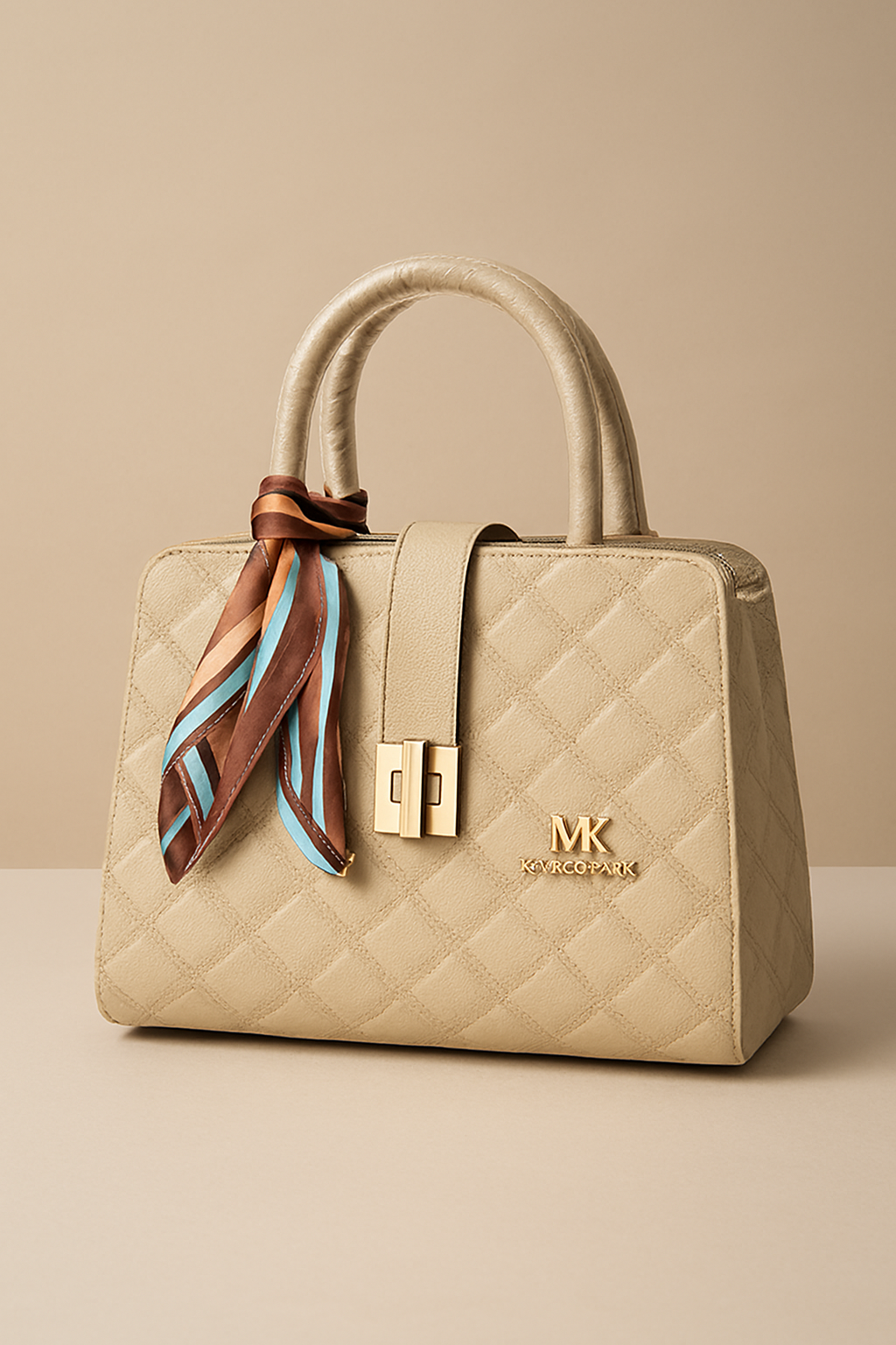 স্টাইলিশ উইমেন’স কিউল্টেড টোটে ব্যাগ উইথ সিল্ক স্কার্ফ – ক্লাসিক হ্যান্ডব্যাগ ফর ওম্যান (Stylish Women’s Quilted Tote Bag with Silk Scarf – Classic Handbag for Women)