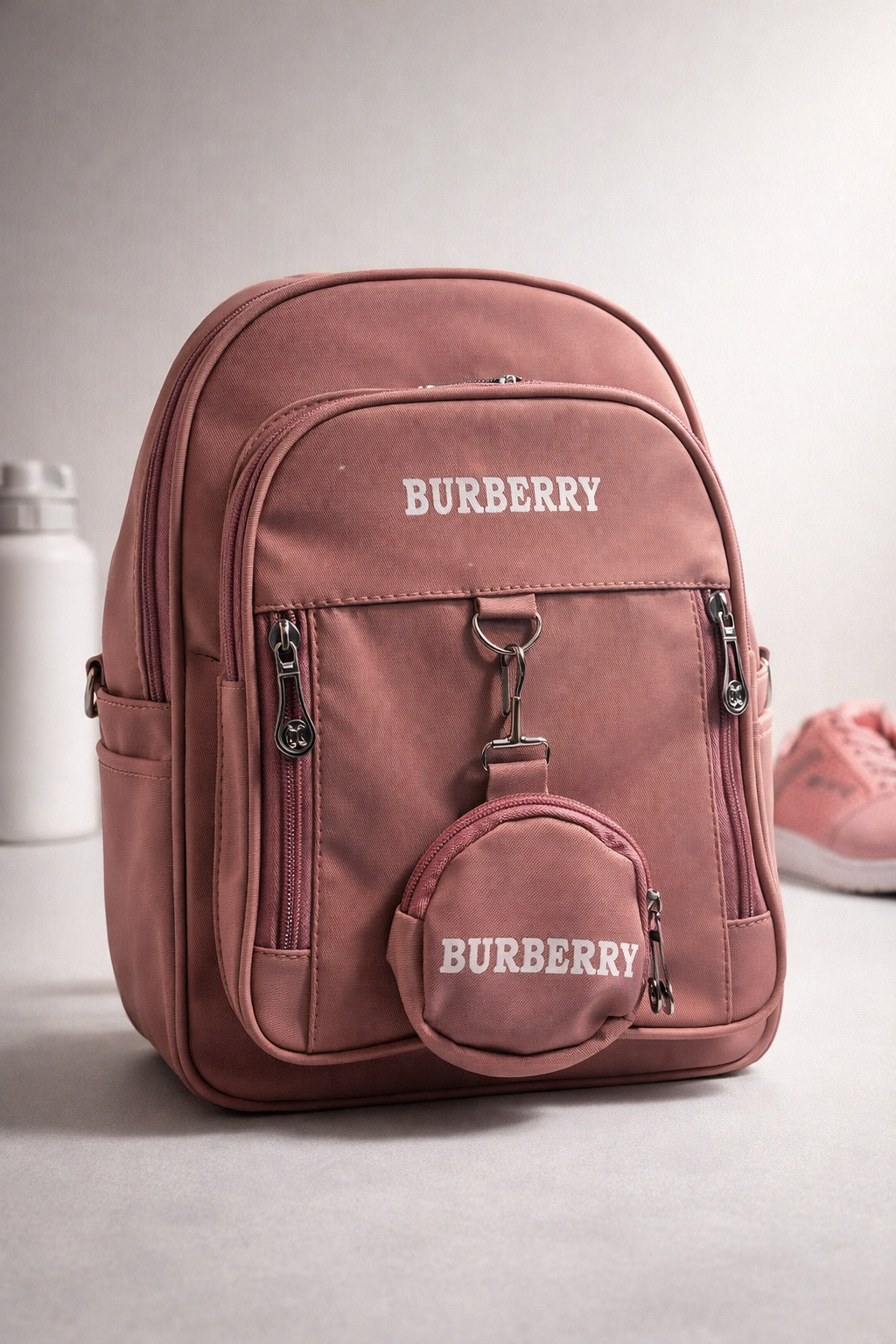 Stylish Multi-Pocket Pink Backpack for School, Travel, and Daily Use LL প্রতিদিনের সঙ্গী: ট্রেন্ডি পিঙ্ক মাল্টি-পকেট ব্যাকপ্যাক - ফ্যাশনেবল নারীদের জন্য